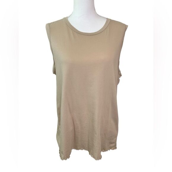 Nili Lotan Muscle Tee Tank Raw Hem Size XL Beige - Picture 1 of 9
